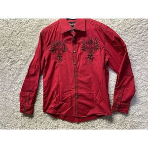 House Of Lords Red Button Up Shirt Men's Size Large EUC